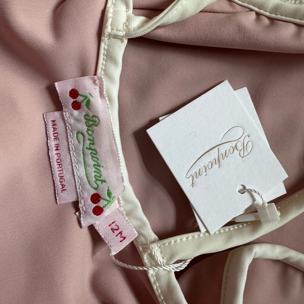 Bonpoint Swimsuit fits 3-6M, labeled as 12m